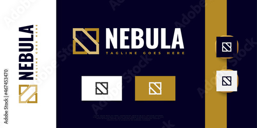 Abstract and Elegant Letter N Logo Design. Golden N Logo or Symbol