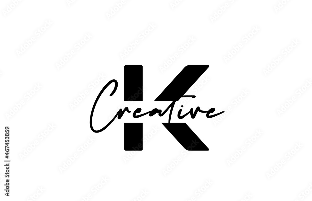 black and white K alphabet letter logo icon design. Creative concept for company and business black and white K alphabet letter logo icon design. Creative concept for company and business