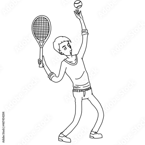Hugo Man Serving Tennis Ball Whiteboard Animation SVG Image