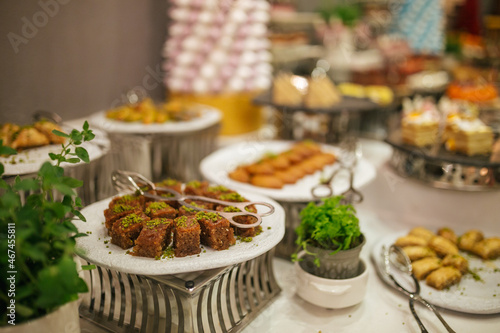 Traditional turkish, arabic sweets baklava assortment.