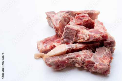 Raw pork bone isolated on white background.