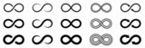 Infinity design logo icon set. Infinity symbols collection. Eternal, limitless, endless, life. Symbol of repetition and unlimited cyclicity.