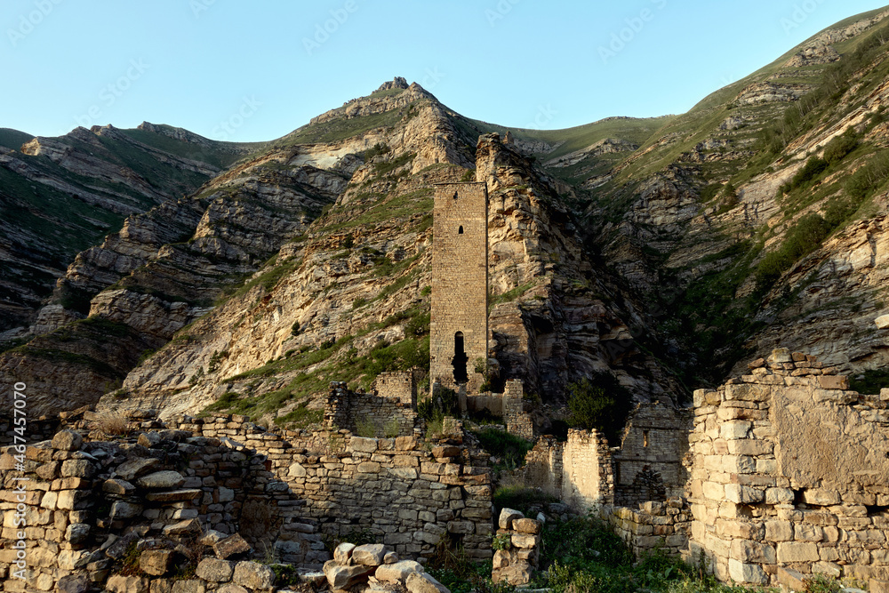 Old Kakhib village ruins in Dagestan, Russia