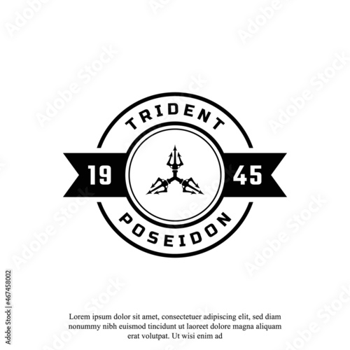 Classic Vintage Trident Neptune God Poseidon Triton King Spear Logo Icon Design Template