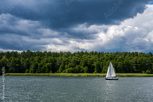 Sailboats on the lake on a sunny day