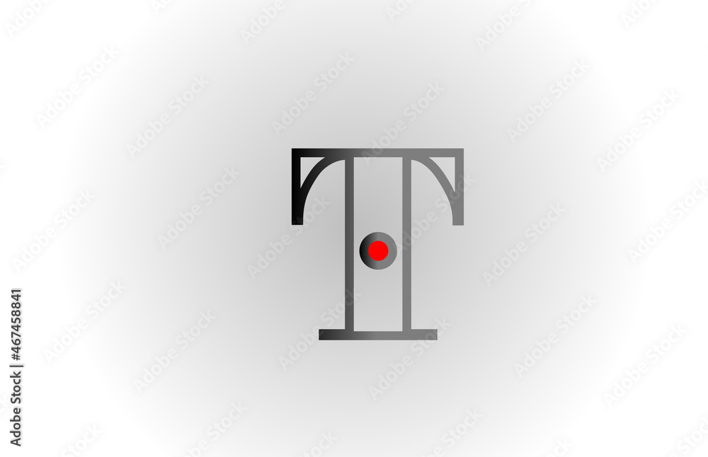 T red grey alphabet letter logo icon design. Creative concept for business and company T red grey alphabet letter logo icon design. Creative concept for business and company