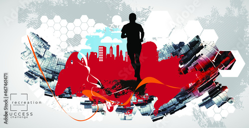 Running marathon, people run, sport background ready for poster or banner vector illustration