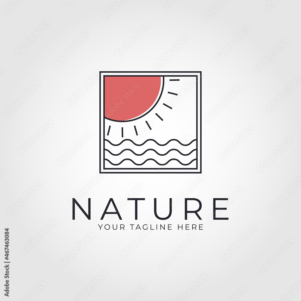 nature, tropical island vector logo line art minimalist symbol illustration design nature, tropical island vector logo line art minimalist symbol illustration design