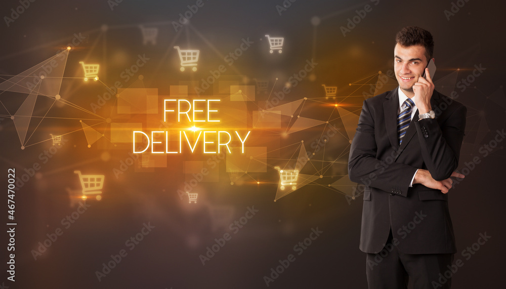 Businessman thinking about shopping Businessman thinking about shopping
