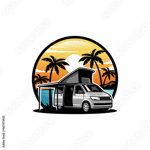 RV - camper van - caravan - motor home isolated vector