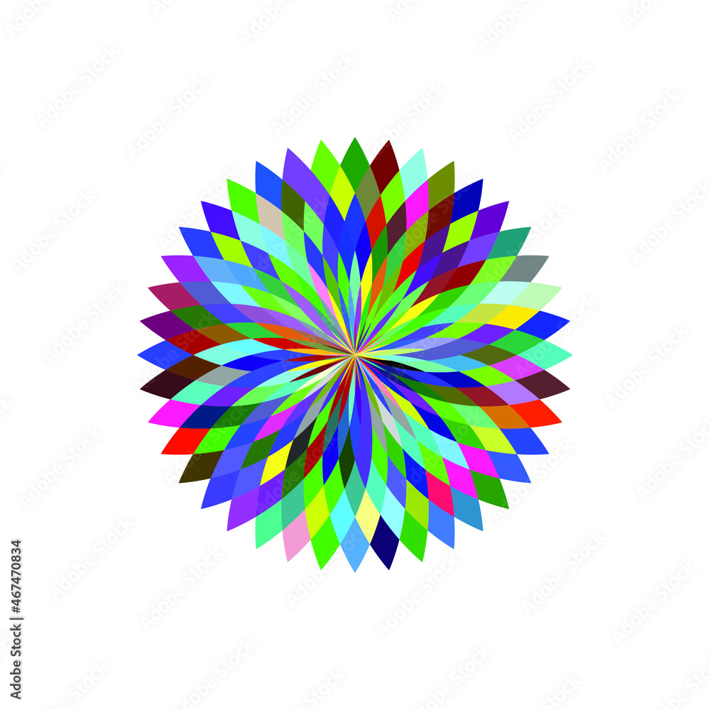 Abstract Background Colorful Flower. Abstract Multicolor Flower on white Background.
