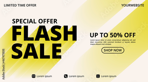 Abstract flash sale banner with long shadow text illustration