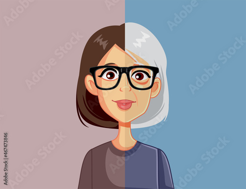 Young and Old Woman Vector Concept Illustration