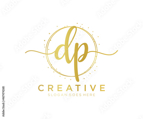 Initial DP feminine logo. Usable for Nature, Salon, Spa, Cosmetic and Beauty Logos. Flat Vector Logo Design Template Element.
