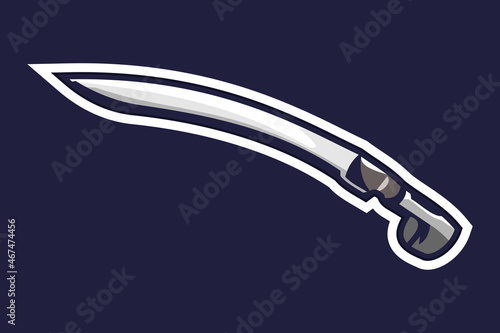 Turkish yatagan sword, a type of Ottoman knife or short sabre used from the mid-16th to late 19th centuries. simple weapon icon.