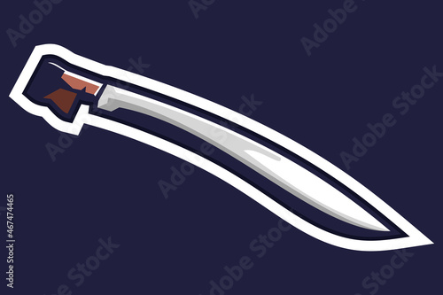 Turkish yatagan sword, a type of Ottoman knife or short sabre used from the mid-16th to late 19th centuries. simple weapon icon.
