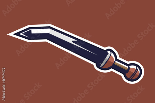 Thracian sica sword. Ancient greek short sword vector illustration. simple weapon icon. photo