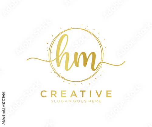 Initial HM feminine logo. Usable for Nature, Salon, Spa, Cosmetic and Beauty Logos. Flat Vector Logo Design Template Element.