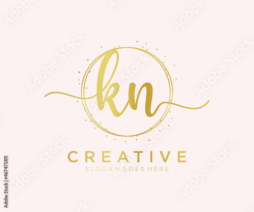 Initial KN feminine logo. Usable for Nature, Salon, Spa, Cosmetic and Beauty Logos. Flat Vector Logo Design Template Element.
