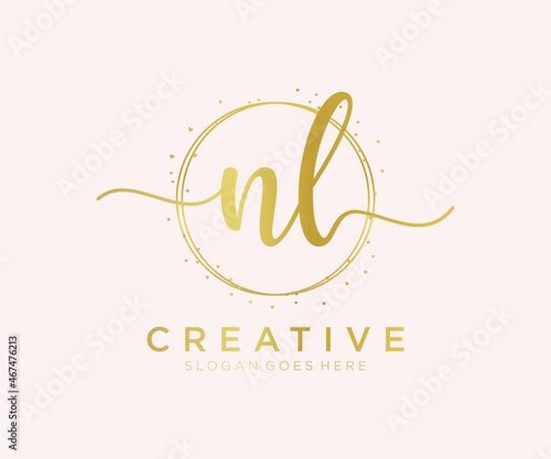Initial NL feminine logo. Usable for Nature, Salon, Spa, Cosmetic and Beauty Logos. Flat Vector Logo Design Template Element.