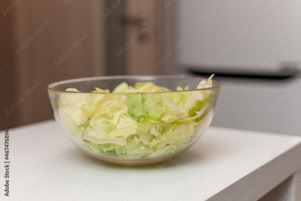 close-up of vegetable salad in the kitchen in bowl close-up of vegetable salad in the kitchen in bowl