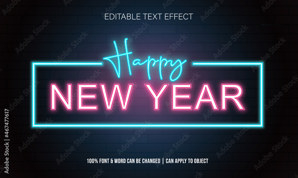 editable neon light text effect