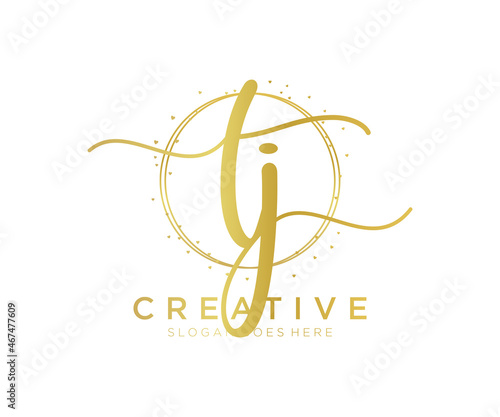 Initial TJ feminine logo. Usable for Nature, Salon, Spa, Cosmetic and Beauty Logos. Flat Vector Logo Design Template Element.