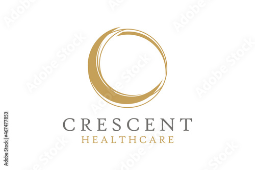 Healthcare Crescent Moon and line style luxury wellness