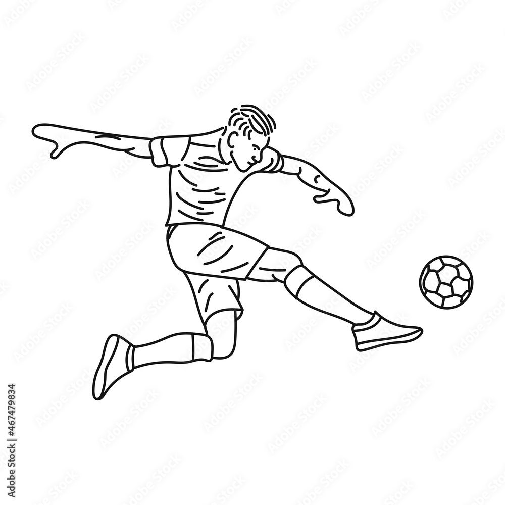 striped illustration of a young soccer player