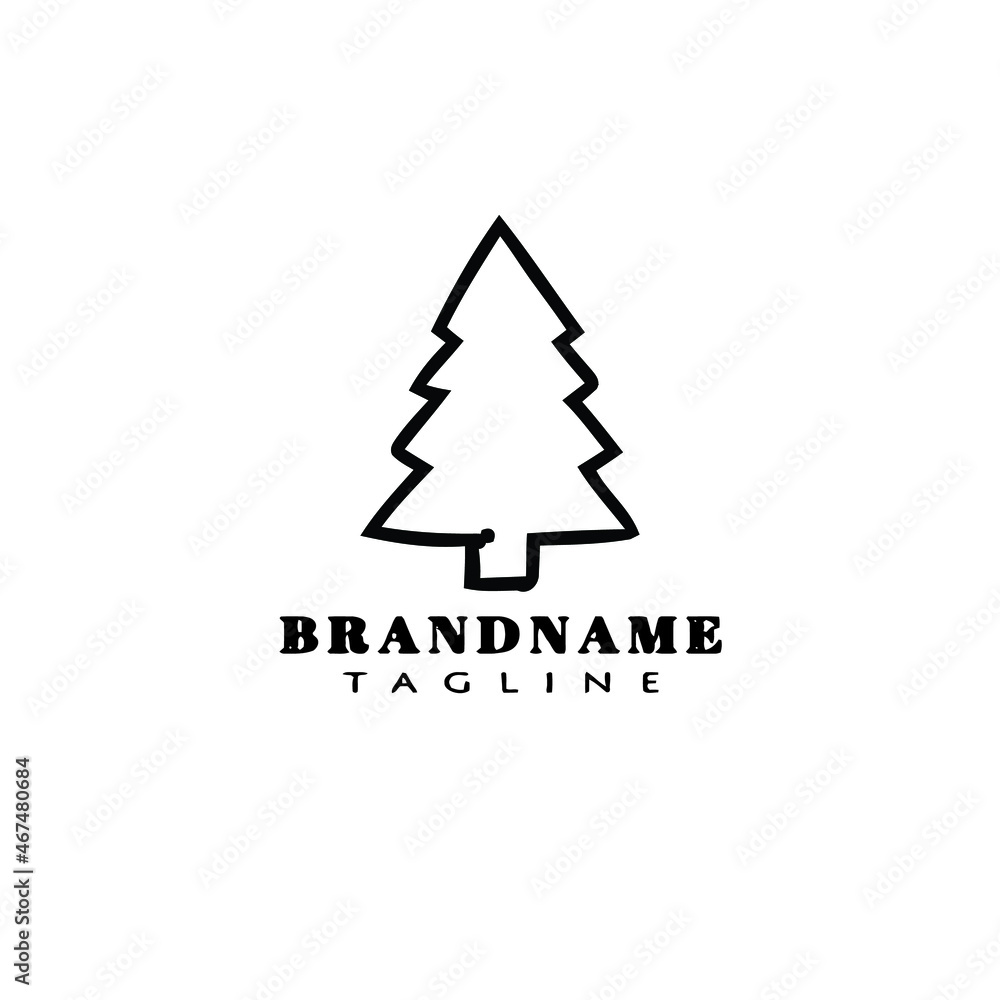 Obraz premium christmas tree logo cartoon icon design template black isolated creative illustration