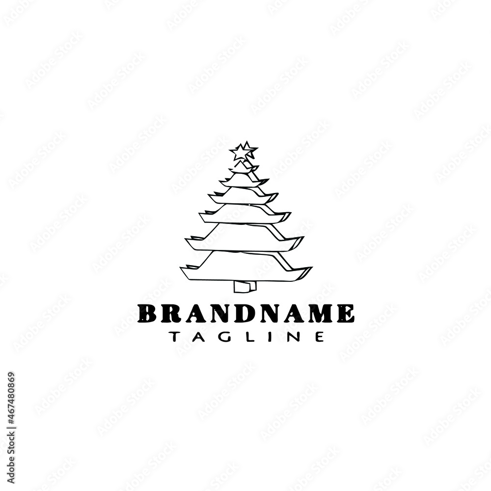 christmas tree logo cute icon design template black isolated vector illustration