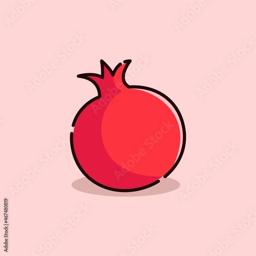 Illustration vector graphic of Pomegranate. Pomegranate minimalist style isolated on a pink background. The illustration is Suitable for Banner, flyers, stickers, etc.