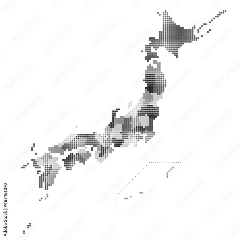 日本地図, スクエアドットマップ, 地方別, 県別, 北方領土