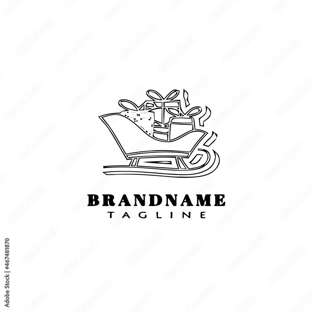 Fototapeta premium santa sledge logo cartoon icon template vector illustration