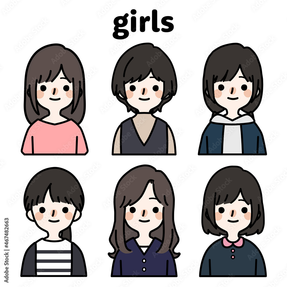 人物イラストセット_かわいい私服の女の子