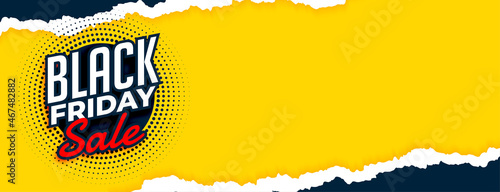 black friday sale banner in torn paper style