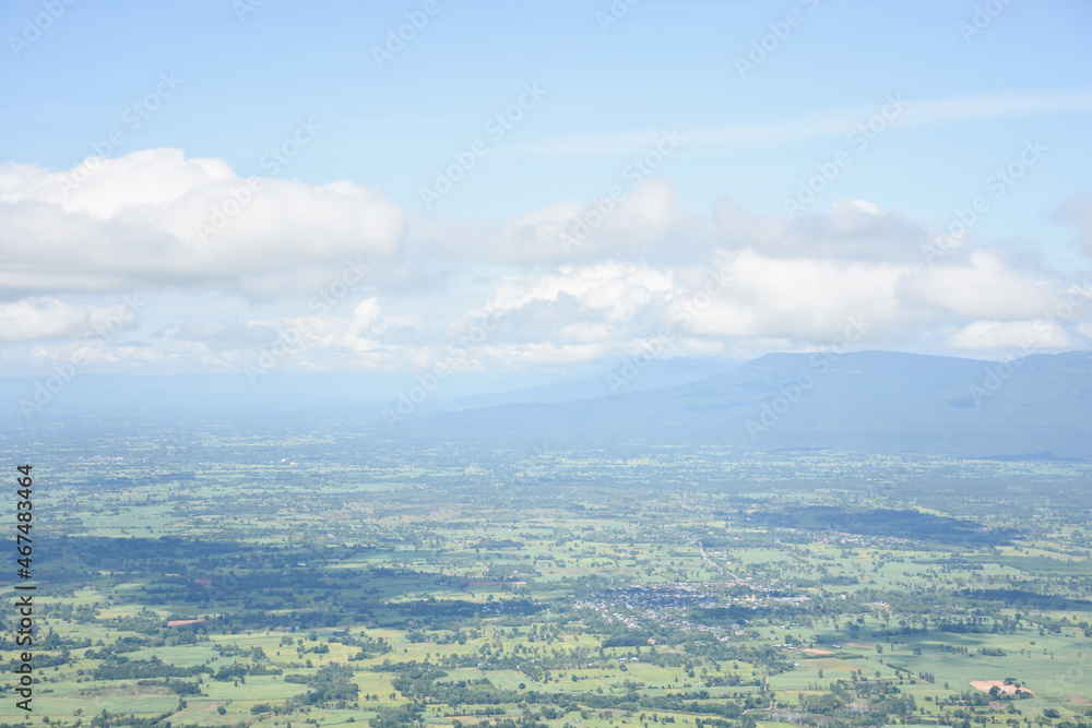 view from mountain peak, sky and clouds