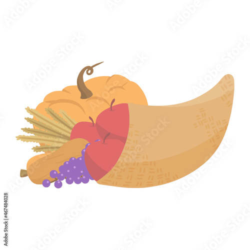cornucopia for thanksgiving color illustration