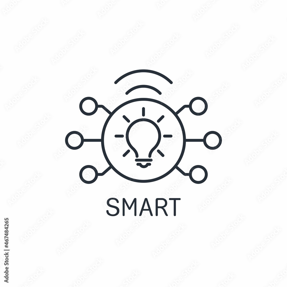 Fototapeta premium Smart electronic equipment. Progressive technologies. Personal assistant. Vector linear icon isolated on white background.