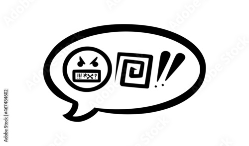 Swearing speech bubble censored with symbols. Hand drawn swear words in text bubbles to express exclamation and harsh mood. Vector illustration isolated in white background