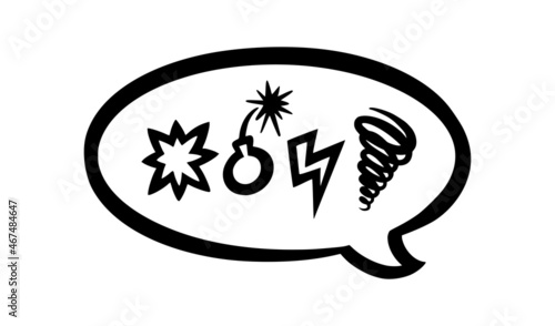 Swearing speech bubble censored with symbols. Hand drawn swear words in text bubbles to express exclamation and harsh mood. Vector illustration isolated in white background
