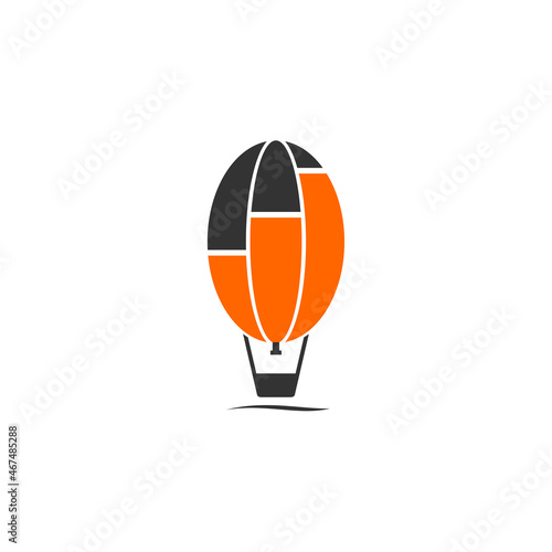 Business hot air balloon flaying Illustration Template Isolated
