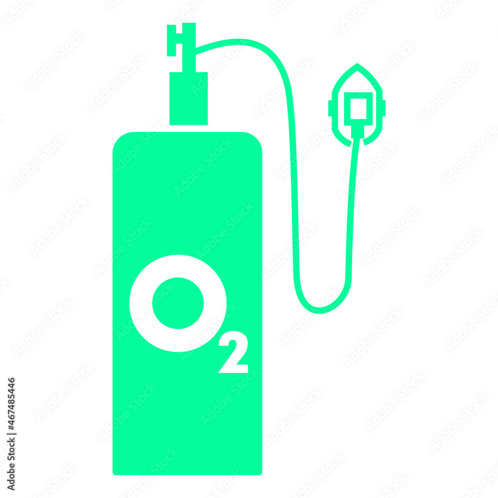 Vector illustration of a flat design template for a green oxygen cylinder icon with a fairly detailed design. 4000 x 4000 pixels perfect.