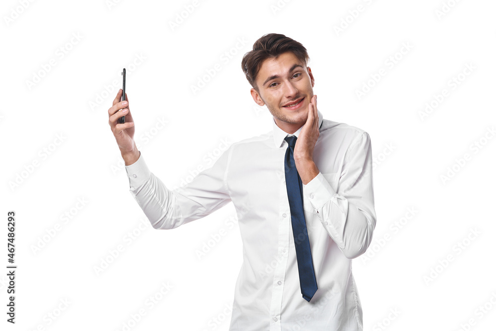 manager in white shirt with tie office emotions isolated background manager in white shirt with tie office emotions isolated background