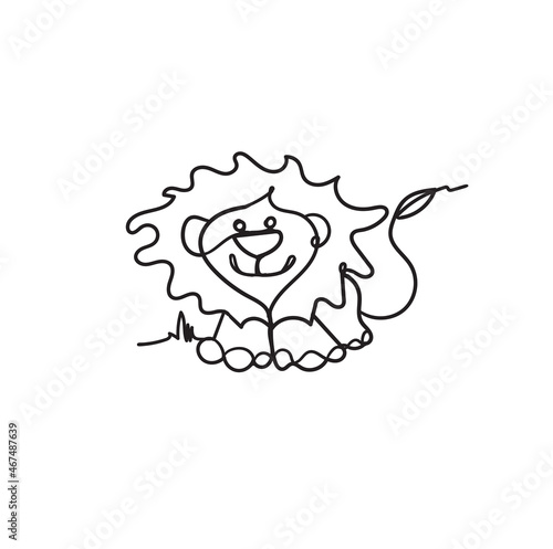 lion animal illustration icon vector continuous line drawing