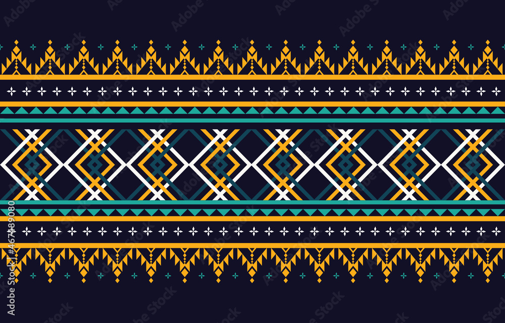 Geometric ethnic pattern Abstract seamless background in navy blue and ...