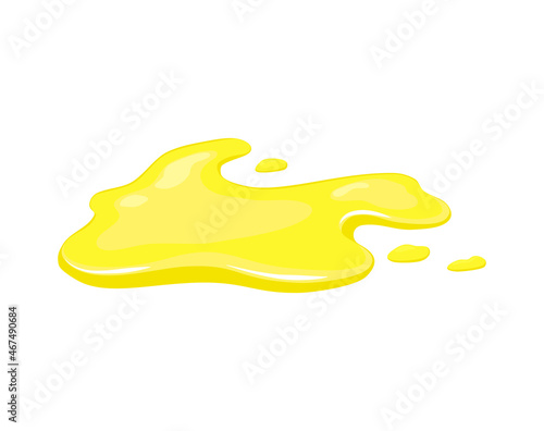 Juice spill. Yellow puddle of vegetable oil or urine. Vector cartoon illustration