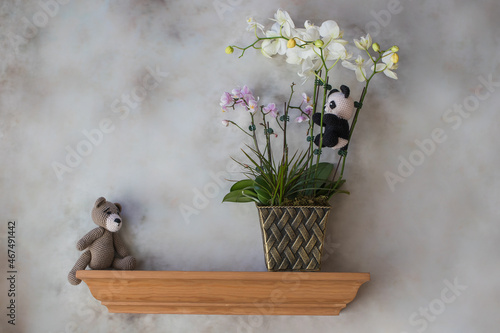 digital newborn backdrop white teddy bears sitting on the shelf