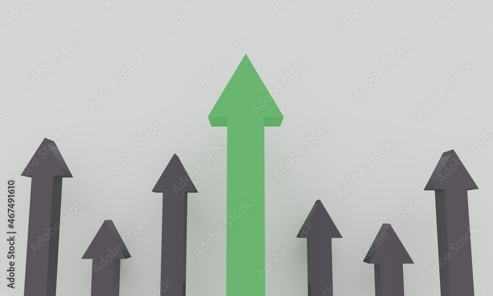 3D Green up arrow on white background. Minimal concept trading cryptocurrency, Market investment trading, exchange, 3D rendering, isolated, financial, index, forex. 3D Green up arrow on white background. Minimal concept trading cryptocurrency, Market investment trading, exchange, 3D rendering, isolated, financial, index, forex.