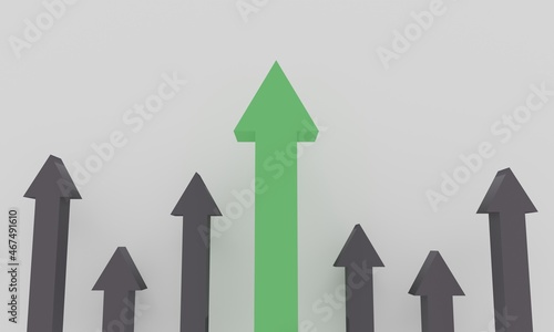 Free Download 3D Green up arrow on white background. Minimal concept trading cryptocurrency, Market investment trading, exchange, 3D rendering, isolated, financial, index, forex. - GFXLoad